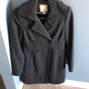 Gray long pea coat